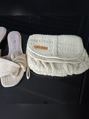 Vintage Cream Woven Clutch Wristlet